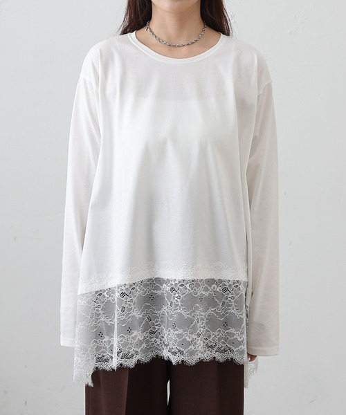 COLONY 2139（コロニートゥーワンスリーナイン）の「裾レースイレヘムTシャツ（Tシャツ/カットソー・レディース・オフホワイト/ブラック・FREE）」の14枚目の写真