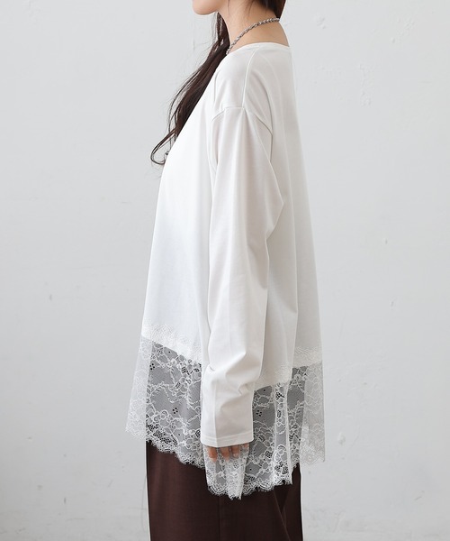 COLONY 2139（コロニートゥーワンスリーナイン）の「裾レースイレヘムTシャツ（Tシャツ/カットソー・レディース・オフホワイト/ブラック・FREE）」の15枚目の写真