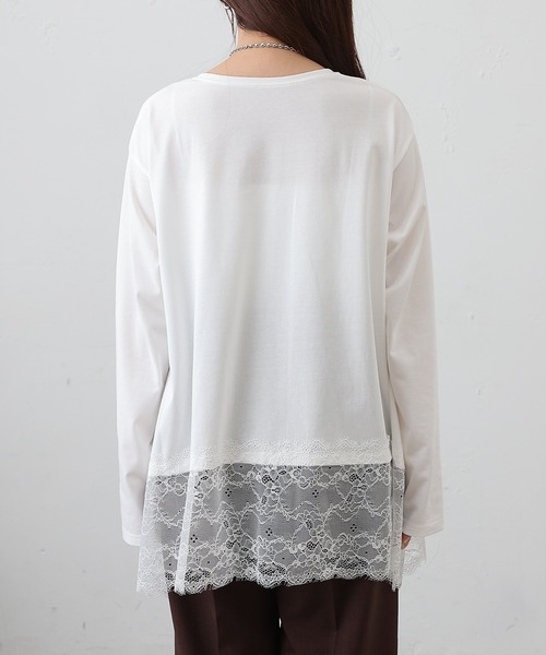 COLONY 2139（コロニートゥーワンスリーナイン）の「裾レースイレヘムTシャツ（Tシャツ/カットソー・レディース・オフホワイト/ブラック・FREE）」の16枚目の写真