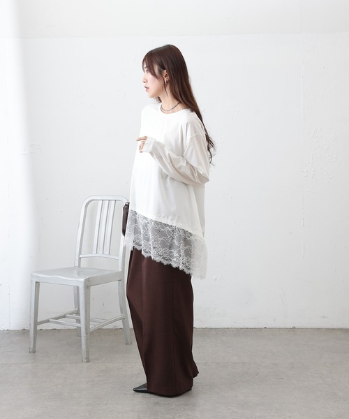 COLONY 2139（コロニートゥーワンスリーナイン）の「裾レースイレヘムTシャツ（Tシャツ/カットソー・レディース・オフホワイト/ブラック・FREE）」の8枚目の写真