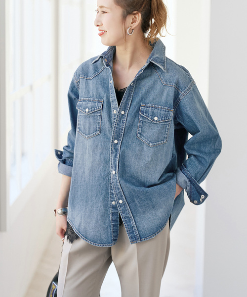Spick & Span(スピックアンドスパン)の「RED CARD TOKYO / レッドカード トーキョー 別注Noah*(シャツ/ブラウス・レディース・ブルー・X-SMALL)」の2枚目の写真