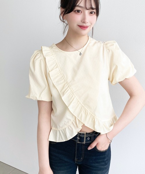 moment+(モーメントプラス)の「ふくれドット前後2WAYフリルブラウス(シャツ/ブラウス・レディース・イエロー/オフホワイト/ブラック・M)」の22枚目の写真