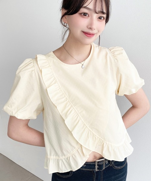 moment+(モーメントプラス)の「ふくれドット前後2WAYフリルブラウス(シャツ/ブラウス・レディース・イエロー/オフホワイト/ブラック・M)」の21枚目の写真