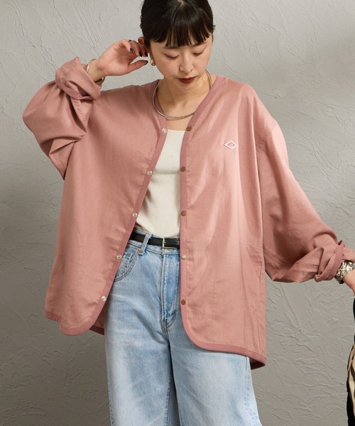 DANTON（ダントン）の「[DANTON/ダントン] Vネック リネンシャツカーディガン（シャツ/ブラウス・レディース・グレイッシュベージュ/ブラック/ピンク・40/42）」の13枚目の写真