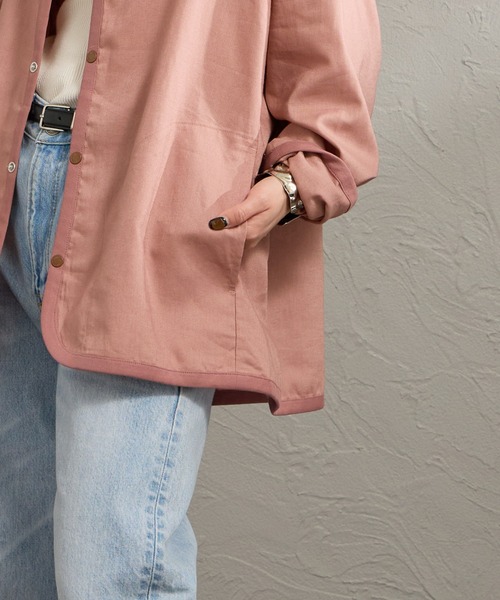 DANTON（ダントン）の「[DANTON/ダントン] Vネック リネンシャツカーディガン（シャツ/ブラウス・レディース・グレイッシュベージュ/ブラック/ピンク・40/42）」の21枚目の写真