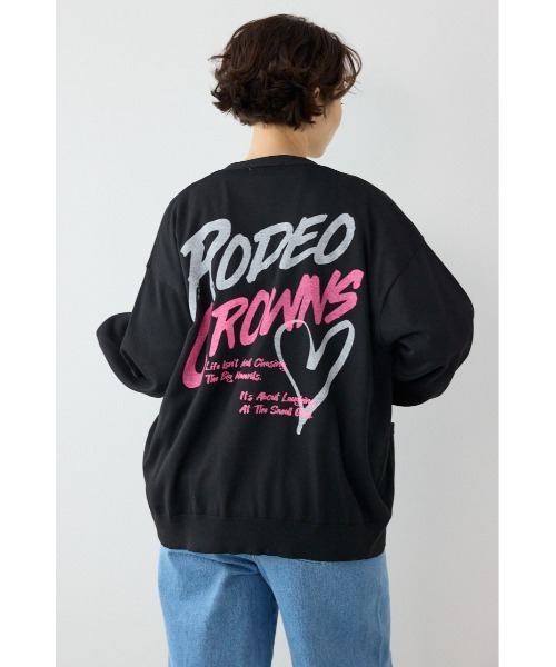 RODEO CROWNS WIDE BOWL(ロデオクラウンズワイドボウル)の「ネオンカラーロゴニットカーディガン(カーディガン/ボレロ・レディース・ブラック/ライトブルー/オフホワイト・FREE)」の1枚目の写真