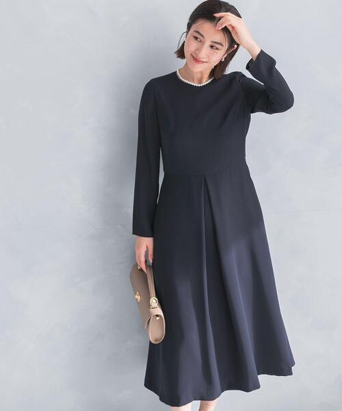 URBAN RESEARCH ROSSO WOMEN(アーバンリサーチ ロッソ)の「kaene シフォン合わせロングワンピース(ワンピース・レディース・ネイビー/ベージュ・MEDIUM)」の2枚目の写真