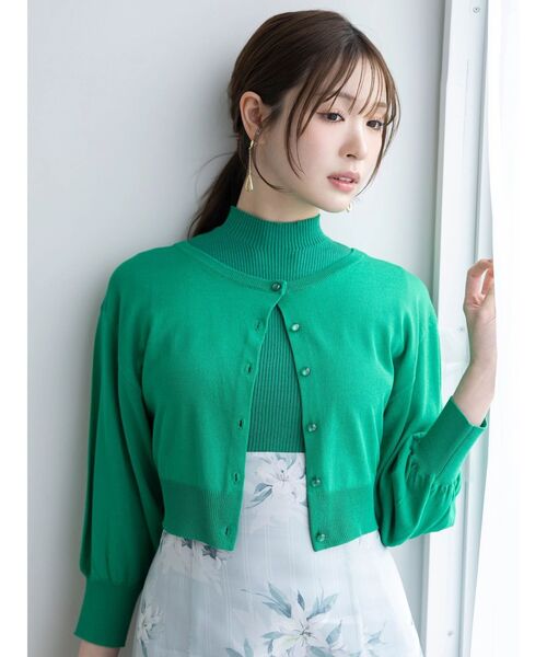 MERCURYDUO(マーキュリーデュオ)の「2WAYシアーコンパクトカーディガン(カーディガン/ボレロ・レディース・ベビーピンク/ブラック/オフホワイト/グリーン・FREE)」の8枚目の写真