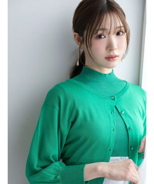 MERCURYDUO(マーキュリーデュオ)の「2WAYシアーコンパクトカーディガン(カーディガン/ボレロ・レディース・ベビーピンク/ブラック/オフホワイト/グリーン・FREE)」の9枚目の写真