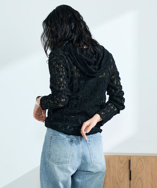 fredy emue（フレディエミュ）の「コットンレースフーディ（Tシャツ/カットソー・レディース・ブラック/オフホワイト・38）」の10枚目の写真