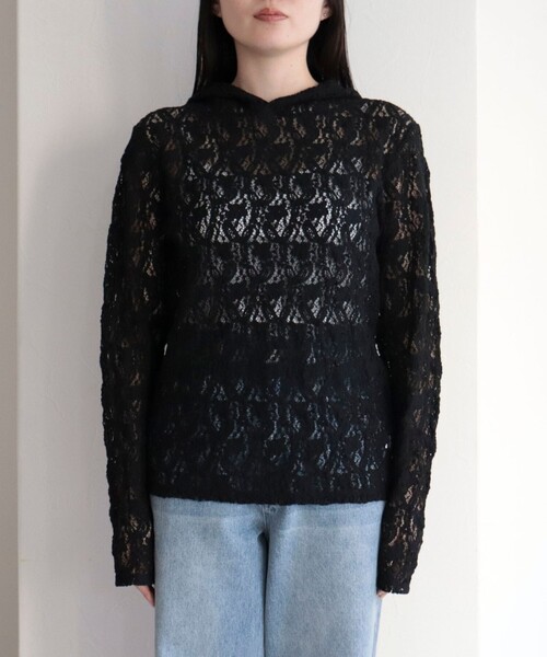 fredy emue（フレディエミュ）の「コットンレースフーディ（Tシャツ/カットソー・レディース・ブラック/オフホワイト・38）」の12枚目の写真