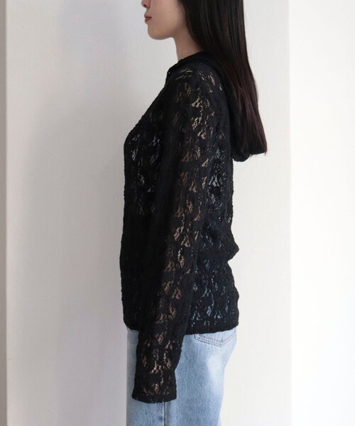 fredy emue（フレディエミュ）の「コットンレースフーディ（Tシャツ/カットソー・レディース・ブラック/オフホワイト・38）」の13枚目の写真