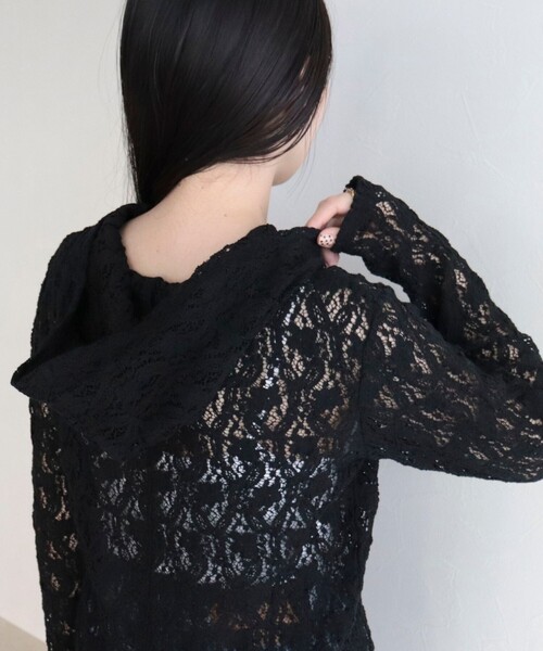 fredy emue（フレディエミュ）の「コットンレースフーディ（Tシャツ/カットソー・レディース・ブラック/オフホワイト・38）」の15枚目の写真