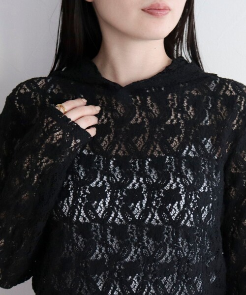 fredy emue（フレディエミュ）の「コットンレースフーディ（Tシャツ/カットソー・レディース・ブラック/オフホワイト・38）」の16枚目の写真