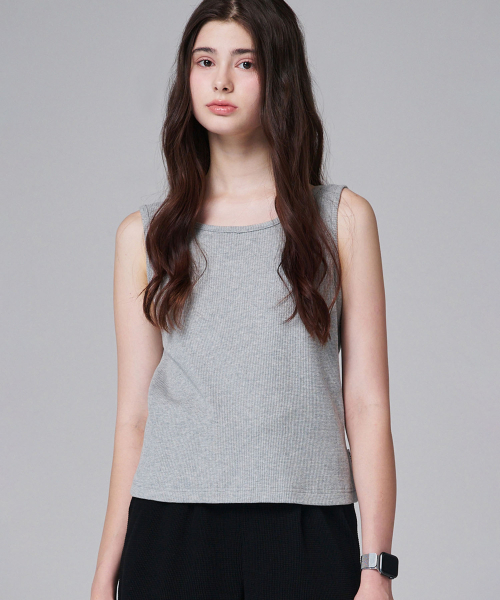 MALOUPE(マロップ)の「5212 ワッフルスリーブレスTシャツ (グレー)(Tシャツ/カットソー・レディース・グレー・FREE)」の2枚目の写真