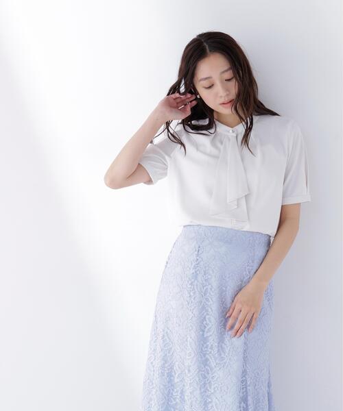 NATURAL BEAUTY BASIC(ナチュラルビューティーベーシック)の「◇ラッフルボウタイブラウス半袖(シャツ/ブラウス・レディース・ベージュ/イエロー/オフホワイト・SMALL/MEDIUM)」の20枚目の写真