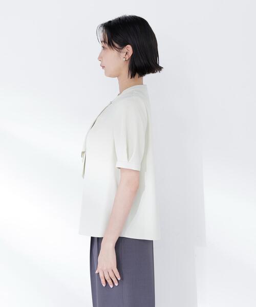 NATURAL BEAUTY BASIC(ナチュラルビューティーベーシック)の「◇ラッフルボウタイブラウス半袖(シャツ/ブラウス・レディース・ベージュ/イエロー/オフホワイト・SMALL/MEDIUM)」の10枚目の写真