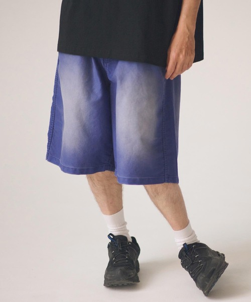 ADAM PATEK(アダムパテック)の「mp14756-blasted light moleskin wide shorts ショートパンツ(AP2618014)(その他パンツ・メンズ・ブルー/ブラック・2/1)」の2枚目の写真