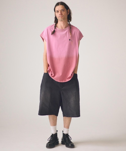 ADAM PATEK(アダムパテック)の「mp14756-blasted light moleskin wide shorts ショートパンツ(AP2618014)(その他パンツ・メンズ・ブルー/ブラック・2/1)」の3枚目の写真