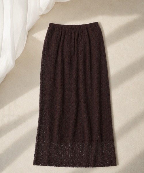 LAULEN(ローレン)の「lace narrow long skirt /レースナローロングスカート(スカート・レディース・ブラウン/ブラック・FREE)」の2枚目の写真