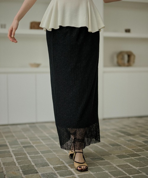 LAULEN(ローレン)の「lace narrow long skirt /レースナローロングスカート(スカート・レディース・ブラウン/ブラック・FREE)」の10枚目の写真