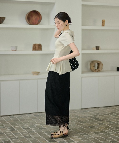 LAULEN(ローレン)の「lace narrow long skirt /レースナローロングスカート(スカート・レディース・ブラウン/ブラック・FREE)」の8枚目の写真