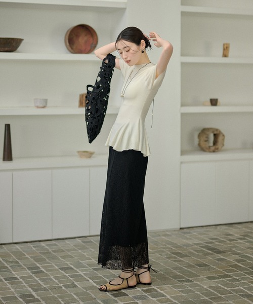 LAULEN(ローレン)の「lace narrow long skirt /レースナローロングスカート(スカート・レディース・ブラウン/ブラック・FREE)」の7枚目の写真