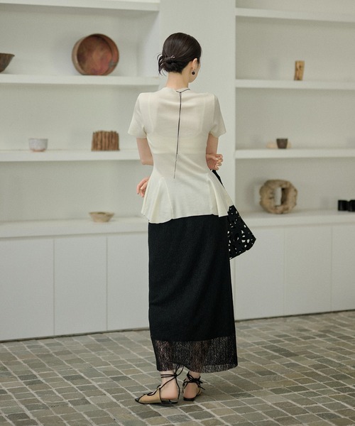 LAULEN(ローレン)の「lace narrow long skirt /レースナローロングスカート(スカート・レディース・ブラウン/ブラック・FREE)」の6枚目の写真