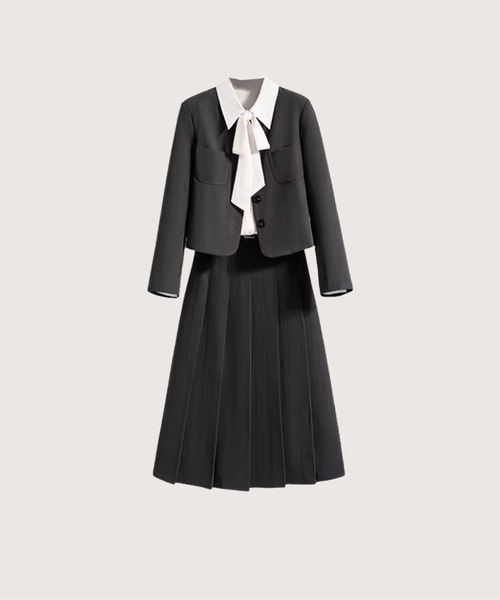 LA POMME petit（ラポミ・プチ）の「Elegant Blouse Jacket 3 Items Set Up（セットアップ・レディース・グレー/ブラック・X-LARGE/LARGE/MEDIUM/SMALL）」の2枚目の写真