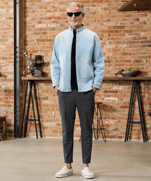 Maison code 13（メゾンコードサーティーン）の「mp14763-stretch oxford slacks スラックスパンツ(M26S-02)（スラックス・メンズ・チャコール/ブラック・S/M/L）」の8枚目の写真