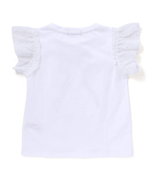 BeBe Petits Pois Vert(ベベプチポワヴェール)の「袖異素材リボン刺しゅうTシャツ(Tシャツ/カットソー・キッズ・ピンク/ネイビー/ホワイト・110cm/120cm/130cm/140cm/150cm)」の10枚目の写真