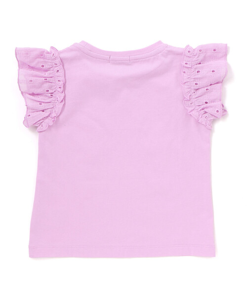 BeBe Petits Pois Vert(ベベプチポワヴェール)の「袖異素材リボン刺しゅうTシャツ(Tシャツ/カットソー・キッズ・ピンク/ネイビー/ホワイト・110cm/120cm/130cm/140cm/150cm)」の20枚目の写真