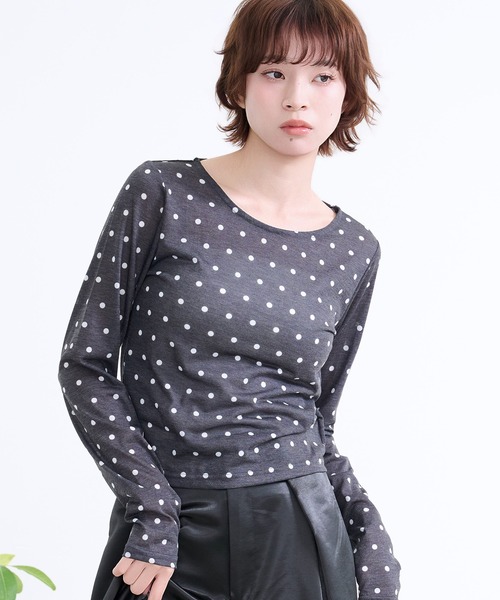 DAESE TOKYO(デセトウキョウ)の「『DAESE TOKYO/デセトウキョウ』シアードットカットソー(Tシャツ/カットソー・レディース・ブラック系1/ホワイト系1・FREE)」の2枚目の写真
