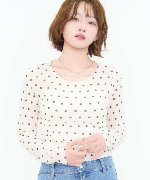 DAESE TOKYO(デセトウキョウ)の「『DAESE TOKYO/デセトウキョウ』シアードットカットソー(Tシャツ/カットソー・レディース・ブラック系1/ホワイト系1・FREE)」の3枚目の写真