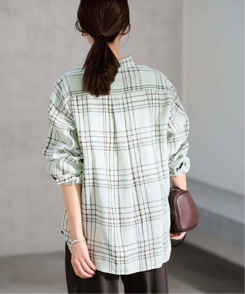 FRAMeWORK（フレームワーク）の「≪新色 / 追加≫フレンチリネンレギュラーシャツ2（シャツ/ブラウス・レディース・グリーン/ブルー/ダークブルー・FREE）」の6枚目の写真