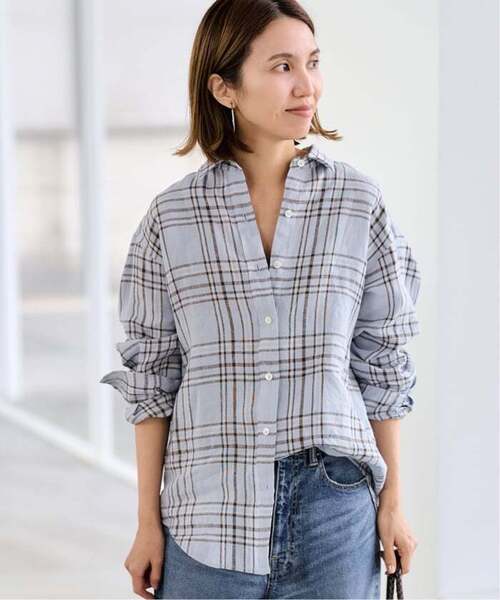 FRAMeWORK（フレームワーク）の「≪新色 / 追加≫フレンチリネンレギュラーシャツ2（シャツ/ブラウス・レディース・グリーン/ブルー/ダークブルー・FREE）」の11枚目の写真