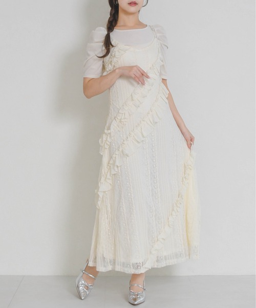 31 Sons de mode(トランテアン ソン ドゥ モード)の「一部店舗限定 2026春夏新作 フリルキャミロングワンピース(ワンピース・レディース・ホワイト・フリ-)」の2枚目の写真
