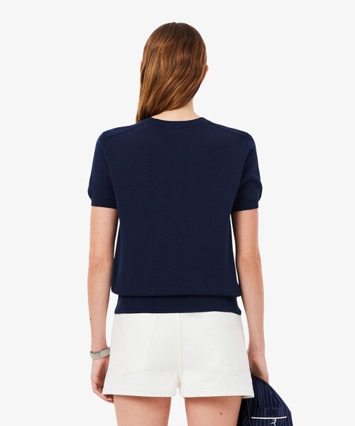 LACOSTE(ラコステ)の「透かし編み シームレス3Dニット半袖セーター(ニット/セーター・レディース・ネイビー/イエロー・40/38/36/34)」の7枚目の写真