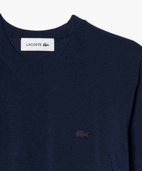 LACOSTE(ラコステ)の「透かし編み シームレス3Dニット半袖セーター(ニット/セーター・レディース・ネイビー/イエロー・40/38/36/34)」の9枚目の写真