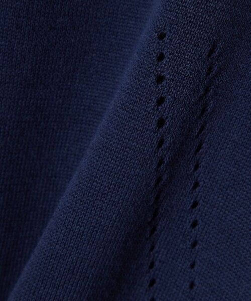 LACOSTE(ラコステ)の「透かし編み シームレス3Dニット半袖セーター(ニット/セーター・レディース・ネイビー/イエロー・40/38/36/34)」の10枚目の写真