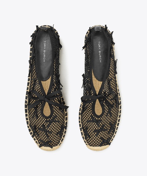 TORY BURCH(トリーバーチ)の「ミニ ボウ メッシュ エスパドリーユ(スリッポン・レディース・ブラック・23.5cm/24cm/24.5cm)」の1枚目の写真