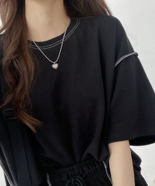 boemy（ボエミー）の「【セットアップ】ステッチデザインカットソー（セットアップ・レディース・ブラック・M/L/XL）」の3枚目の写真