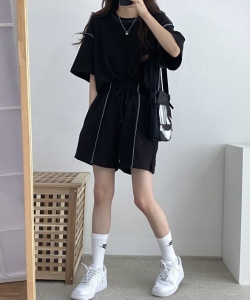 boemy（ボエミー）の「【セットアップ】ステッチデザインカットソー（セットアップ・レディース・ブラック・M/L/XL）」の6枚目の写真