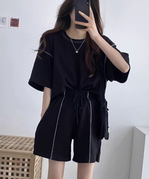 boemy（ボエミー）の「【セットアップ】ステッチデザインカットソー（セットアップ・レディース・ブラック・M/L/XL）」の11枚目の写真
