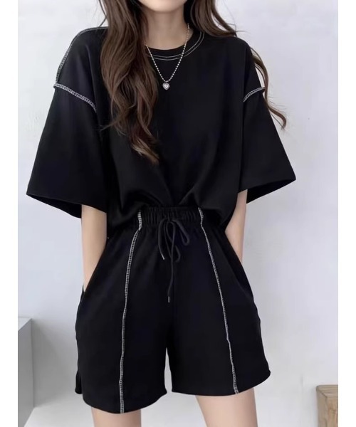 boemy（ボエミー）の「【セットアップ】ステッチデザインカットソー（セットアップ・レディース・ブラック・M/L/XL）」の12枚目の写真
