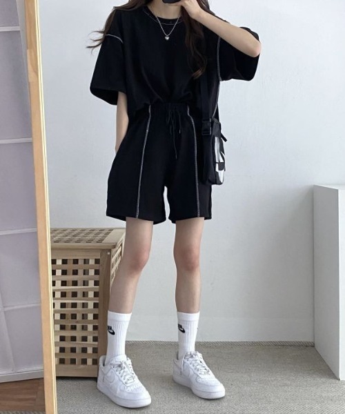 boemy（ボエミー）の「【セットアップ】ステッチデザインカットソー（セットアップ・レディース・ブラック・M/L/XL）」の13枚目の写真