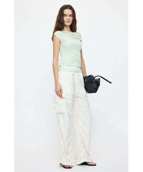 MOUSSY（マウジー）の「LAYERED OFF SHOULDER トップス（Tシャツ/カットソー・レディース・ミント/アイボリー/ブラック/杢グレー・FREE）」の17枚目の写真