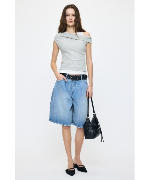 MOUSSY（マウジー）の「LAYERED OFF SHOULDER トップス（Tシャツ/カットソー・レディース・ミント/アイボリー/ブラック/杢グレー・FREE）」の22枚目の写真
