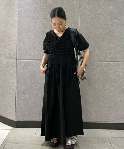 ear PAPILLONNER(イアパピヨネ)の「マクラメベスト【SUM1 STYLE】(ベスト・レディース・アイボリー/ブラック・FREE)」の21枚目の写真