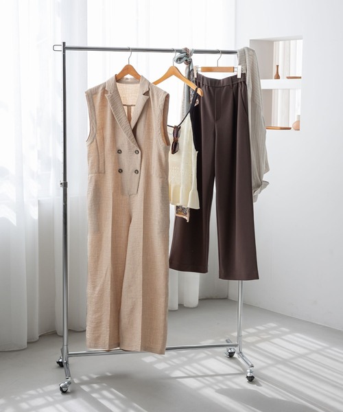 GLOBAL WORK(グローバルワーク)の「リネンライクオールインワン/661479(つなぎ/オールインワン・レディース・ライトベージュ/サックスブルー・MEDIUM/LARGE)」の3枚目の写真